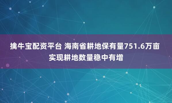擒牛宝配资平台 海南省耕地保有量751.6万亩 实现耕地数量稳中有增